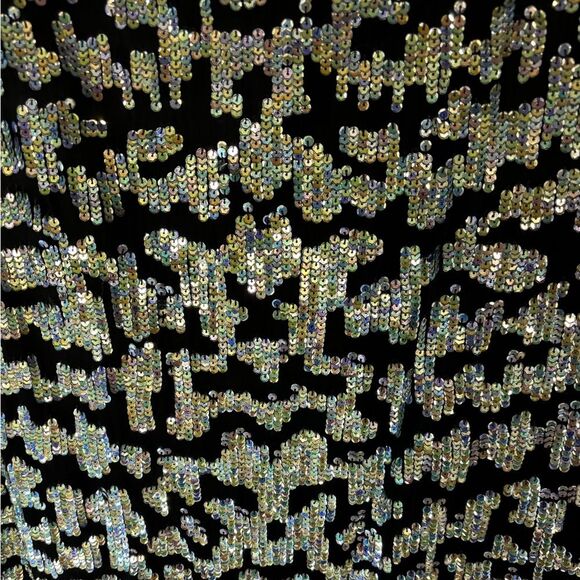 VINTAGE Laurence Kazar 80s Silk Glam Beaded Sequin Mob Wife Art Deco Top 2X - Picture 10 of 10